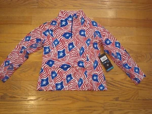 NWT IBUKULS Youth M Rylee Long Sleeve zip mock Top Red White blue - Picture 1 of 5