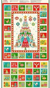 Advent Calendar Panel Christmas Fabric by Makower Christmas Brights 025/1 - Picture 1 of 1