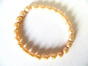Honora Cultured Pearls Medium Light Peach Tint Stretch Bracelet - Picture 1 of 1