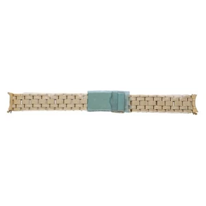 Gold Tone Stainless Steel Diver Link Watch Bracelet Men's 18 mm Deployment Clasp - Picture 1 of 3