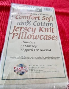 Vintage The Bed Shop 2 Standard Size Pillowcases 100% Cotton Jersey Knit (U3CL) - Picture 1 of 4