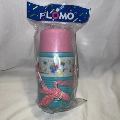 Vintage Flomo Plastic Dual Water Bottle Thermos RB-CA76 Ice Cream Party Theme - Image 1 of 4