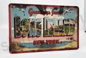Vintage Looking, LONG ISLAND, NY, HOME DECOR, METAL SIGN, Nueva York, mancave - Imagen 1 de 1