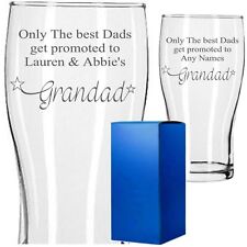 Personalisierte Gravur Pint Glas Vatertag Dad gefördert zu Opa Vater