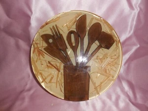 Lucite Acrylic Resin 8"  Hotplate Trivet, Vintage, retro wooden kitchen utensils - Picture 1 of 5