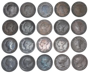 1843 - 1847 Half Farthings Lot (20 Coins) - Victoria British Copper Coins - Picture 1 of 2