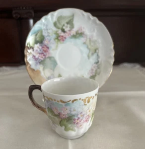Vintage CFH GDM France Limoges Hand Painted Floral Demitasse Cup Saucer - Picture 1 of 8