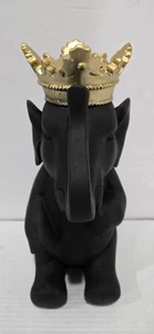 Sagebrook Home Polyresin 14 Zoll schwarzer Elefant mit goldener Krone Figur - Bild 1 von 5