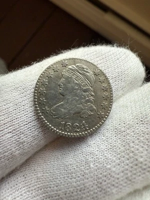 Moneda de diez centavos busto tapado 1824/2 rara plata tipo Estados Unidos excelente estado numismática Foto 1 de 4