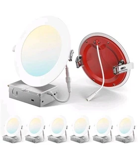 Amico 6 Pack 6 Inch Fire Rated LED Recessed Lights 5CCT 2700K-5000K Dimmable - Picture 1 of 8