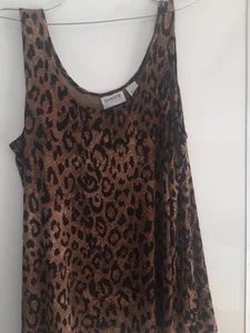 CHICO'S TRAVELER'S Sleeveless TANK TOP PULL-OVER Size 1 Leopard Print - Picture 1 of 3