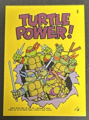 1989 Topps Teenage Mutant Ninja Turtles TMNT Sticker Card Turtle Power! #8 VGEX - Image 1 of 2