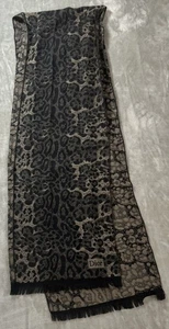 Christian Dior Oblong Wool Scarf Leopard 100% Soie Wool Print Italy 67" - Picture 1 of 8