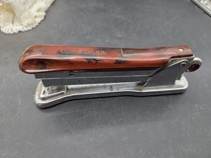 Aceliner 502 Stapler Vintage Art Deco Desktop Ace Liner Retro Brown Swirls U.s.a - Picture 1 of 9