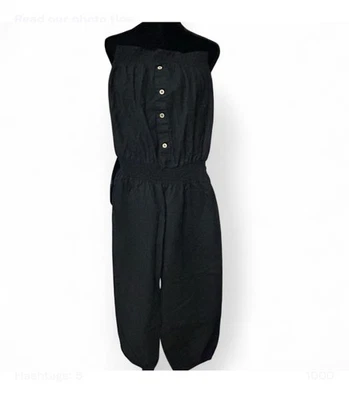 Комбинезон NANA USA черный без бретелек эластичный на талии и пуговицах деталь L - Изображение 1 из 4