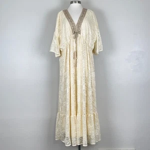 Kleid Damen 4XL Renn Faire Boho Cottagecore Renaissance Fee Spitze Overlay Elfenbein - Bild 1 von 10