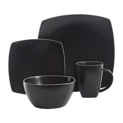 Gibson Elite Soho Lounge 16 Piece Dinnerware Set for 4, Matte Black (Open Box) - Image 1 of 4
