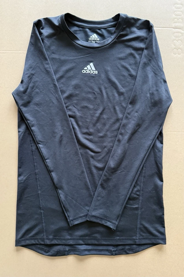 Adidas Boys Active Black Climalite Long-sleeve Base Layer Shirt Large 14-16 - Image 1 of 4