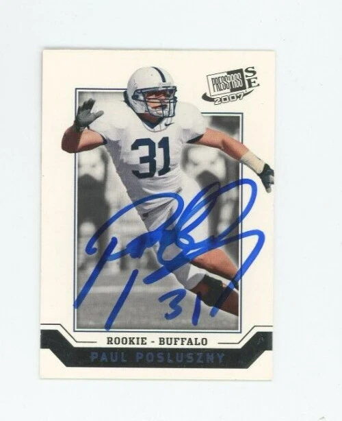 Paul Posluszny ROOKIE Auto Signed 2007 Press Pass SE Beckett BAS COA On-Card HOF - Image 1 of 2