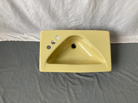 Vtg Harvest Gold Yellow 13x21 NOS Kohler Boutique Self Rimming Bath Sink 222-23E Cover