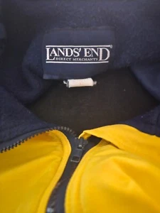 Lands End Mens Navy Fleece Lined Yellow Zipper Jacket Xl - Picture 1 of 4