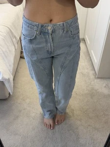 Zara Straight Leg Light Blue Jeans Size 10 38 - Picture 1 of 6