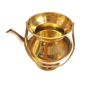 Indian Traditional Pure Brass Kamandal With Handle For Temple - Picture 1 of 4