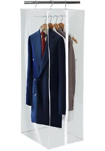 Garment Bag Clear Hanging Closet Organizer Durable Zippered Cover With Rod Prote - Picture 1 of 9