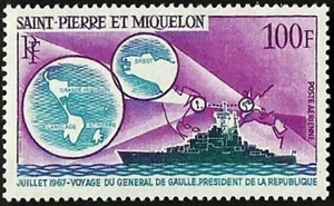 ST. PIERRE & MIQUELON Very Fine Mint LH Air Post Stamp Scott# C-36 CV 45.00$ - Picture 1 of 1