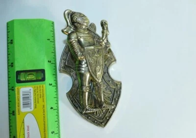 Medieval Knight with Shield Gold Tone Plastic Letter Note Clip Project Piece  - Image 1 of 4