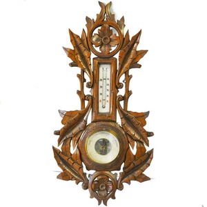 Stupendo barometro epoca fondazione 1900 elaborato intaglio 50 cm   - Foto 1 di 2