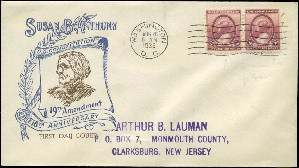 US FDC #784  Planty #48 Wanstead Cachet Washington, DC - Image 1 of 1