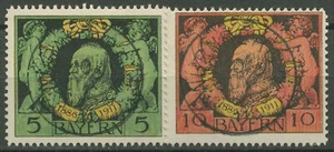 Baviera 1911 Príncipe regente Luitpold dención de línea ¡Primer día! 92/93 B con sello EXCELENTE - Imagen 1 de 1