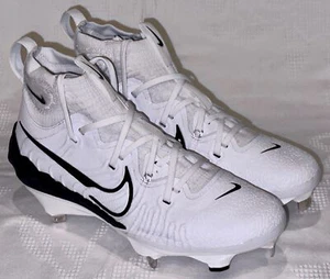 NIKE Alpha Huarache NXT White Black Metal Spike Baseball Cleats Mens Sz 7 7.5 9 - Picture 1 of 10