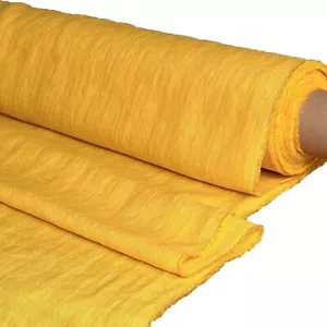 Leinen Stoff Meterware sonniges gelb 145 cm breit. 100% Leinenstoff erweicht - Bild 1 von 6