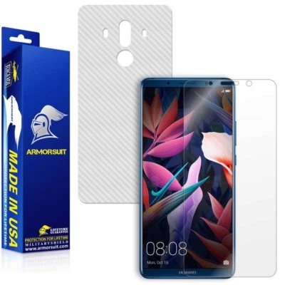 ArmorSuit Huawei Mate 10 Pro Screen Protector + White Carbon Fiber Skin USA - Image 1 of 4