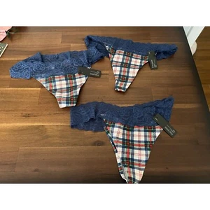NEW Free Press set of 3 plaid thong underwear from nordstrom - Picture 1 of 2