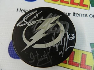 Tampa Bay Lightning Hockey Puck Autographed By Hedman-Pyatt-Tyler Johnson COA - Picture 1 of 7
