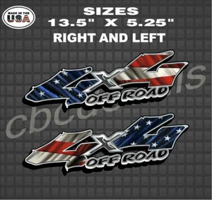 American Flag off road 4x4 Truck Bed Decal Sticker Truck Decal Set of 2 service - Picture 1 of 3