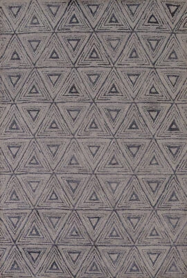 Soft and Plush Grey Wool Modern Area Rug Hand-tufted 5x8 ft - Image 1 of 4