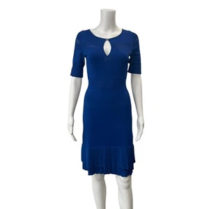 Karen Millen Blue Knit Keyhole Sheath Dress size 2 - Picture 1 of 8