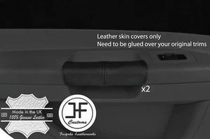 BLACK STITCH 2X REAR DOOR HANDLE LEATHER COVERS FOR CHRYSLER 300C 2005-2011 - Picture 1 of 2