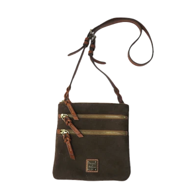 New Dooney & Bourke Suede Triple Zip Crossbody Bag in BROWN Women's Purse - Image 1 of 4