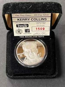 MINT Highland Mint 1 Troy Ounce Oz .999 Fine Silver Coin Kerry Collins Football - Picture 1 of 3