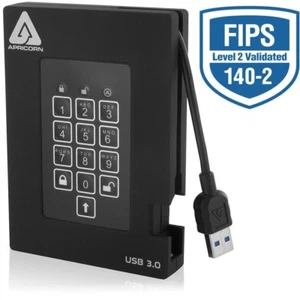 1TB Apricorn Aegis Vorhängeschloss Festung USB3. 0 externe Festplatte - schwarz - Bild 1 von 4