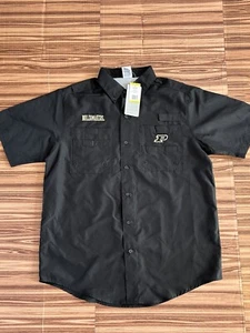 Purdue Boilermakers Mens Black Embroidered Button Up Shirt Vented sz Medium - Picture 1 of 6
