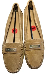 TAHARI Marilu Suede Leather Slip On Loafers Shoes Women’s Size 10 Tan Color NEW - Picture 1 of 6