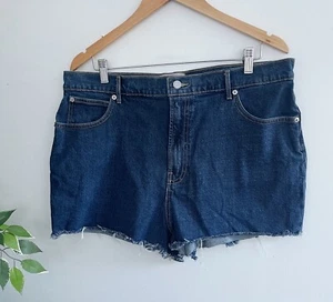 Everlane Womens Size 33 Way High Denim Jean Shorts Blue Raw Hem - Picture 1 of 15