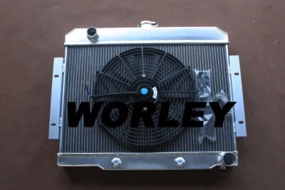 铝散热器 + 风扇适用于吉普 CJ5 CJ6 CJ7 GM 雪佛兰转换 1972 - 1986 — 第 1/4 张图片