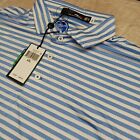 RLX Ralph Lauren Men's Golf Polo Shirt Size 2XL Blue White Stripe Wicking NWT